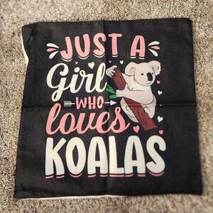 New and charming: Linen Koala Pillow Covers – 18x18 inches – “Just a Girl Who Lo
